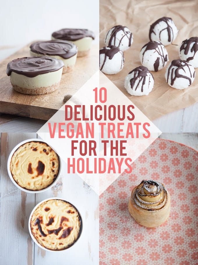 10 Delicious Vegan Treats for the Holidays with Matcha Ice Cream Cakes, Coconut Balls, Lemon Cheesecake and Apple Roses