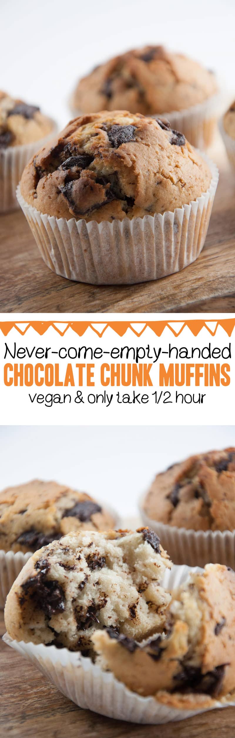 Never Come Empty Handed Chocolate Chunk Muffins | ElephantasticVegan.com