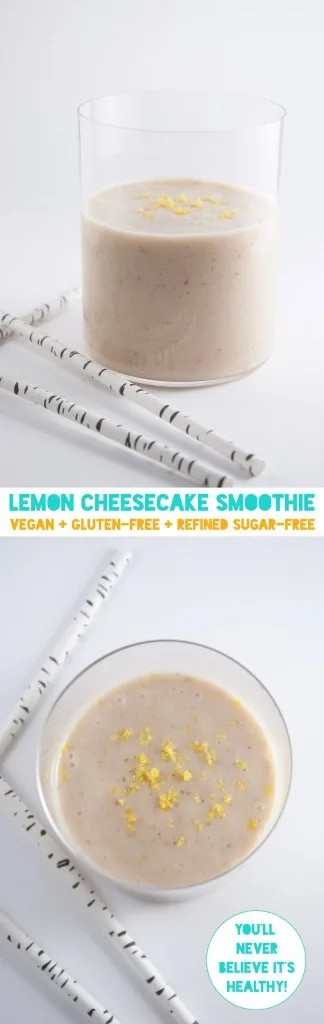 Lemon Cheesecake Smoothie - vegan & glutenfree | ElephantasticVegan.com