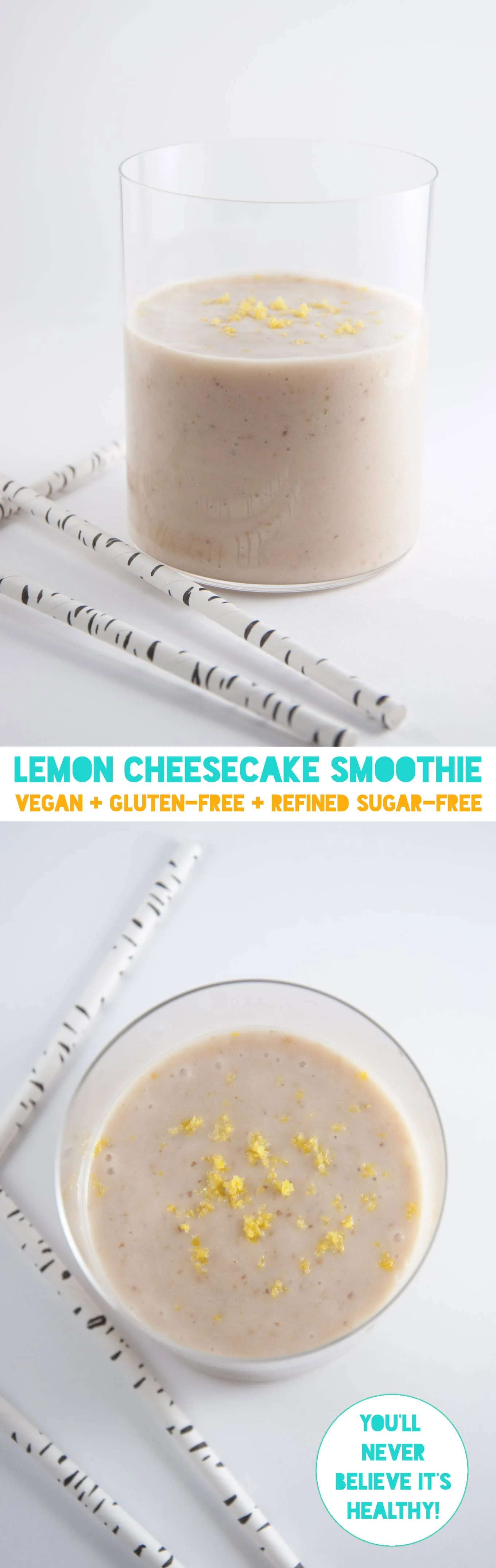 Lemon Cheesecake Smoothie - vegan & glutenfree | ElephantasticVegan.com