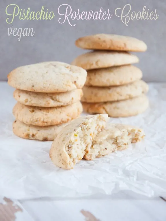 Vegan Pistachio Rosewater Cookies | ElephantasticVegan.com