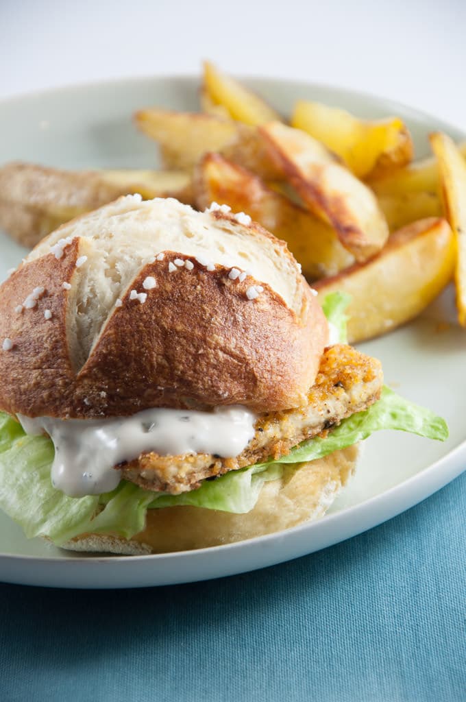 Vegan Fish Burger with homemade Pretzel Rolls | ElephantasticVegan.com