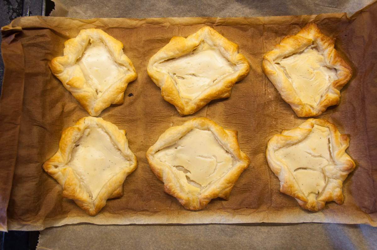 vegan puff pastry nests with vanilla yogurt