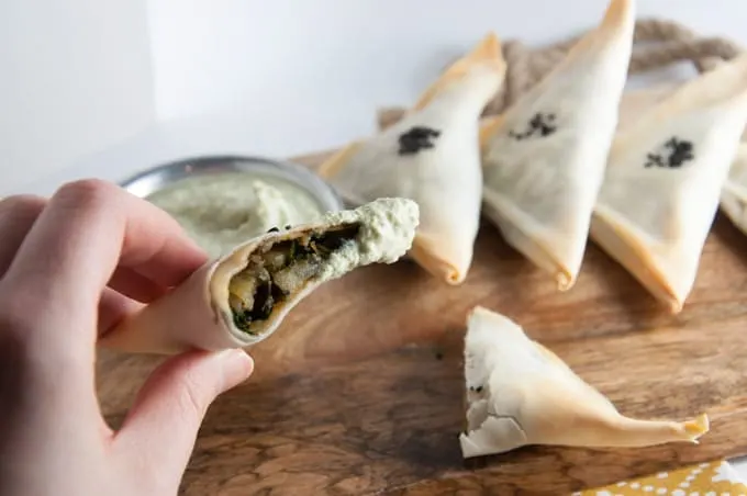 Baked Samosas filled with spinach & potatoes