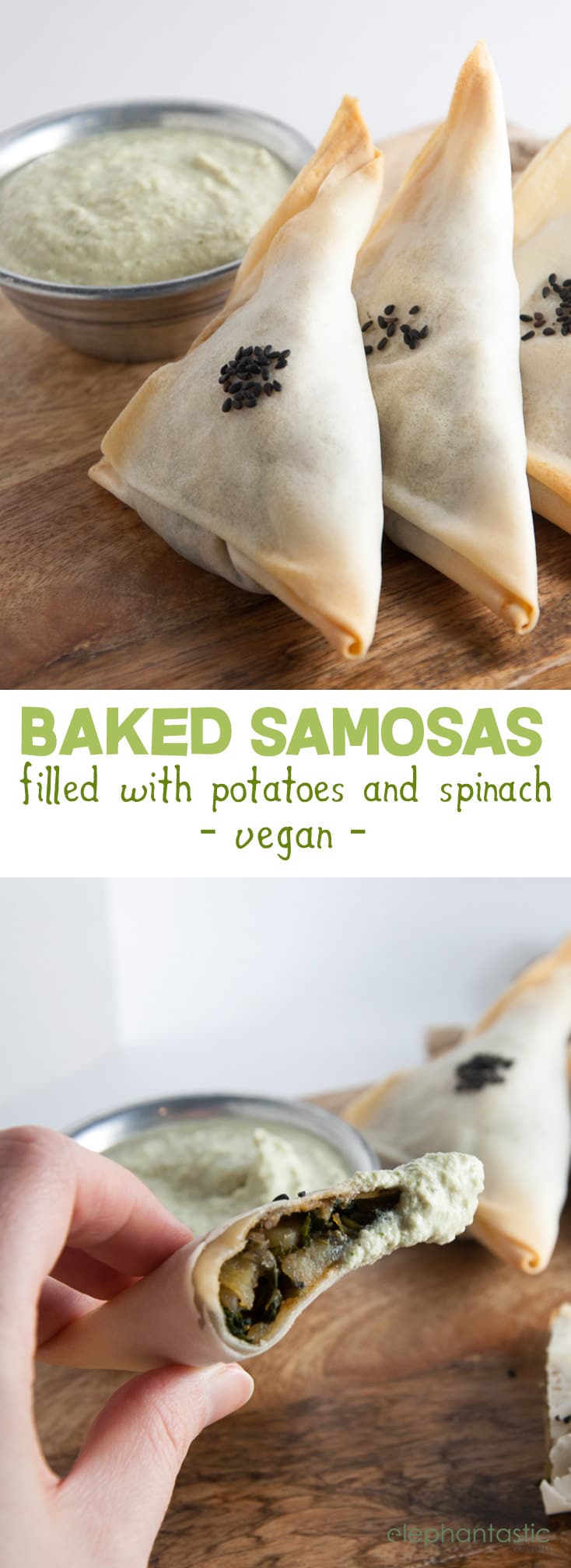 Baked Samosas filled with potatoes and spinach #vegan #samosas #fingerfood #partyfood #snack