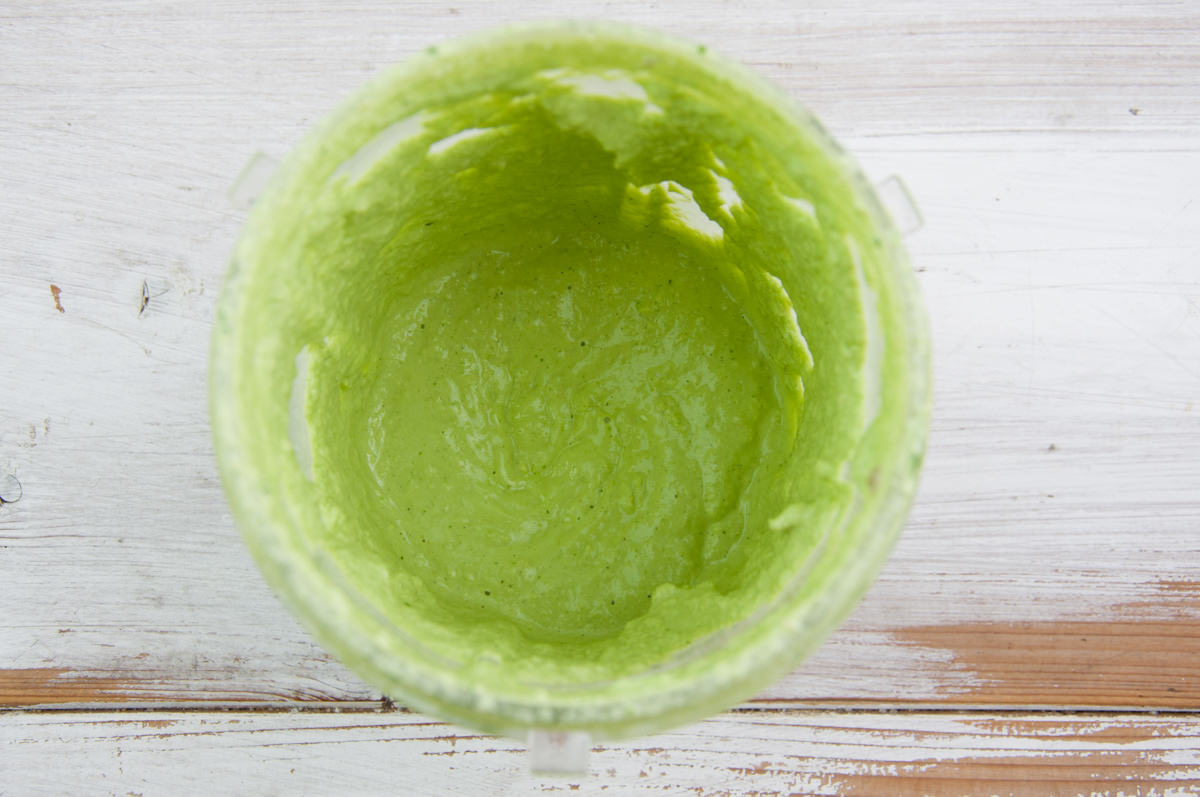 Vegan Cilantro Lemon Sunflower Seed Dip in a blender