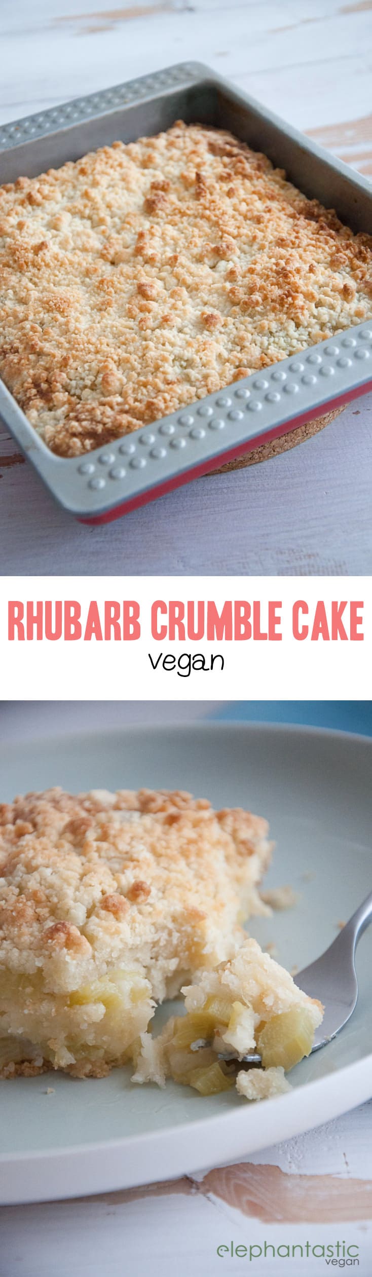 Vegan Rhubarb Crumble Cake | ElephantasticVegan.com