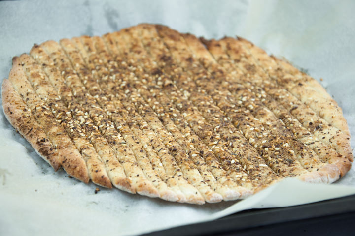 Vegan Za'atar Breadsticks on a baking sheet after baking