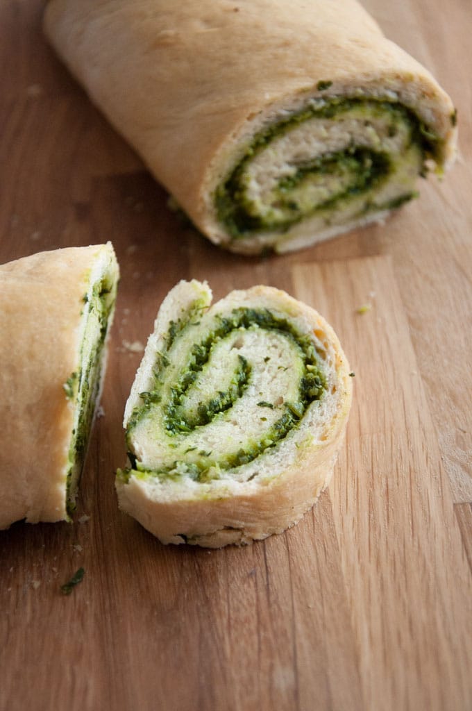 Wild Garlic Pesto Swirl Bread | ElephantasticVegan.com