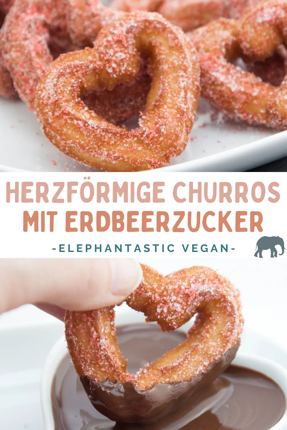 Herzförmige Churros mit Erdbeerzucker