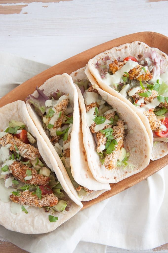 Vegan Chicken Tacos with a Cilantro Coconut Sauce | ElephantasticVegan.com