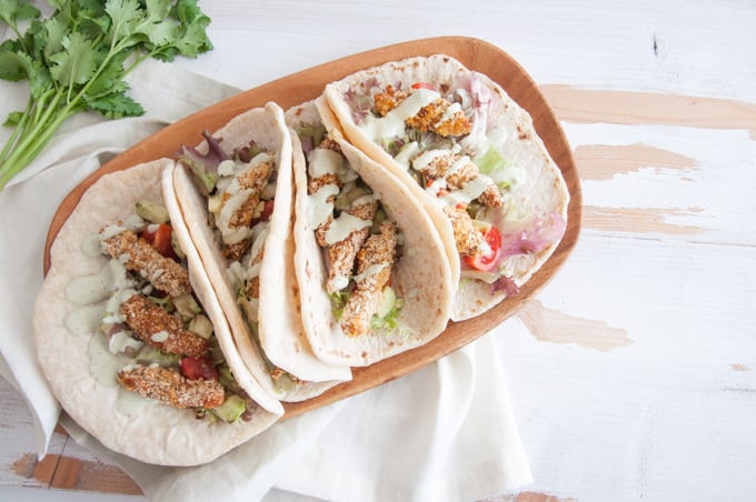 Vegan Chicken Tacos with a Cilantro Coconut Sauce | ElephantasticVegan.com