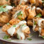 Veggie Pakora with Sweet Potato and Broccoli and Cilantro Coconut Sauce | ElephantasticVegan.com