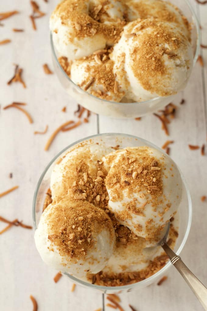 Coconut Ice Cream with Toasted Coconut Topping - Loving It Vegan