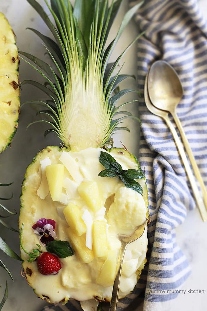 Pineapple Frozen Yoghurt Ice Cream - YummyMummyKitchen