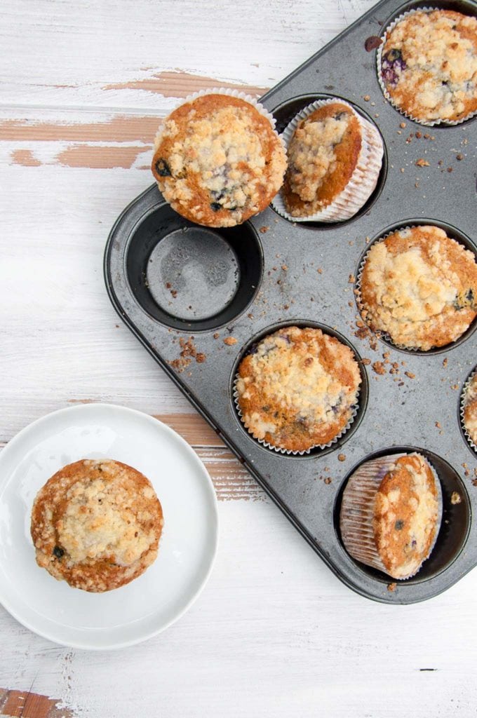 Vegan Blueberry Lemon Streusel Muffins