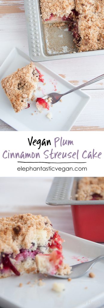 Plum Cinnamon Streusel Cake | ElephantasticVegan.com