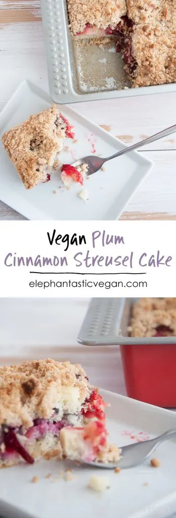 Plum Cinnamon Streusel Cake | ElephantasticVegan.com