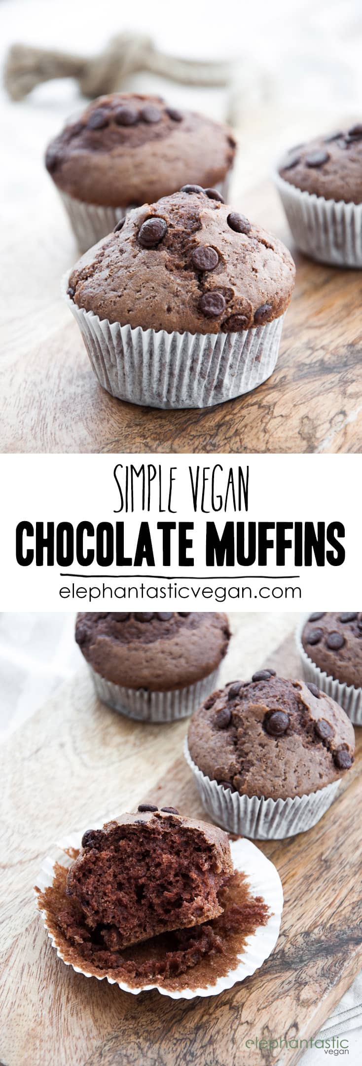 Simple Vegan Chocolate Muffins | ElephantasticVegan.com