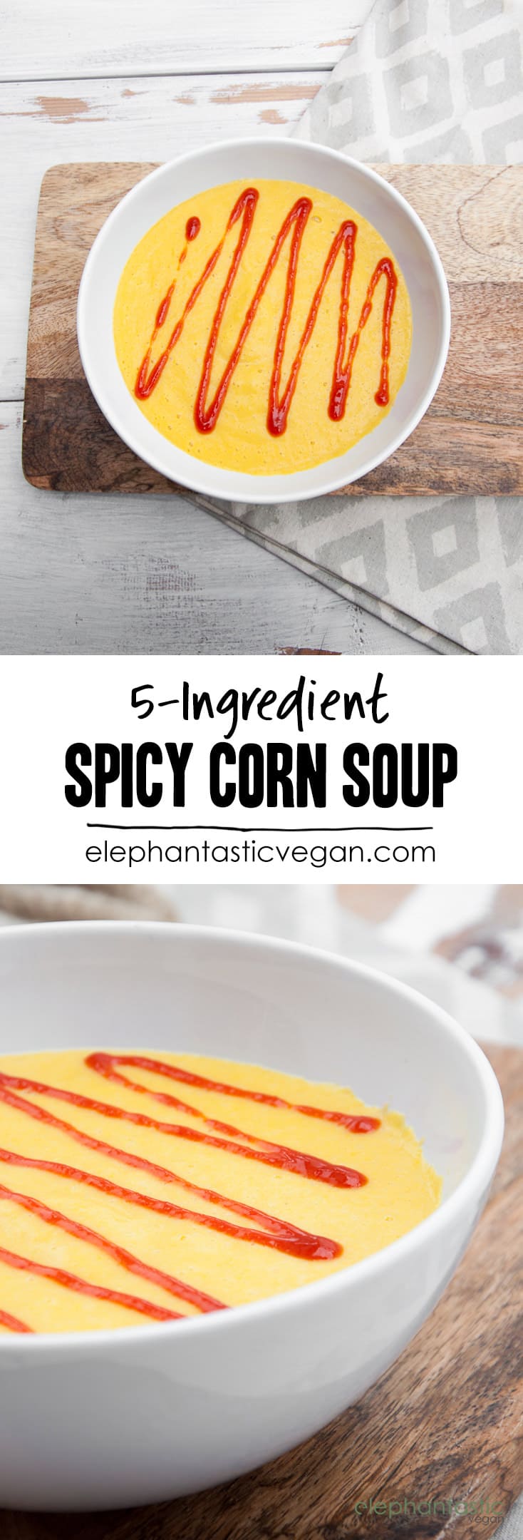 5-Ingredient Spicy Corn Soup | ElephantasticVegan.com