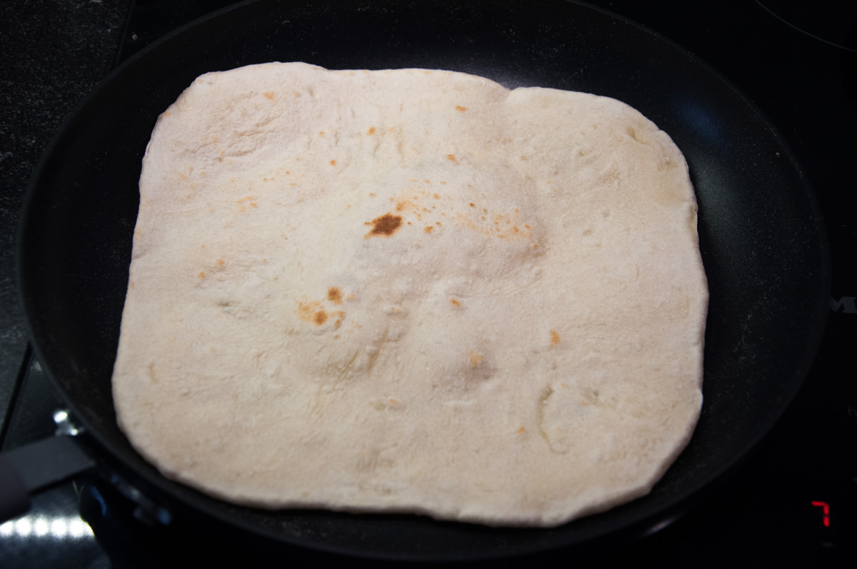 Flour tortillas in a pan