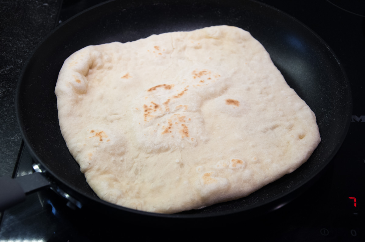 flour tortillas in a pan