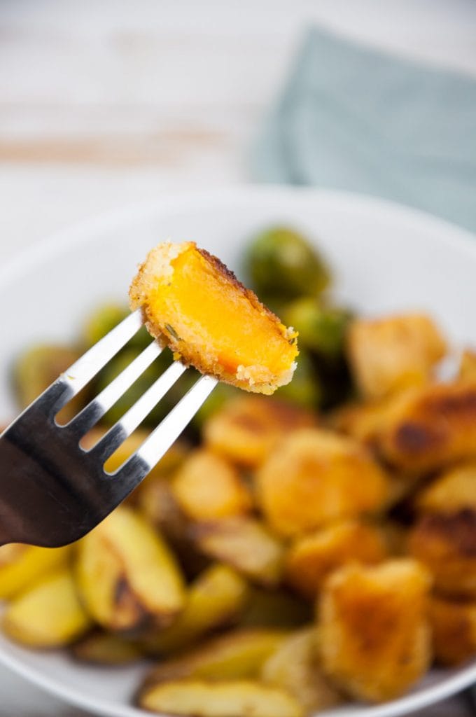 inside of vegan pumpkin nugget