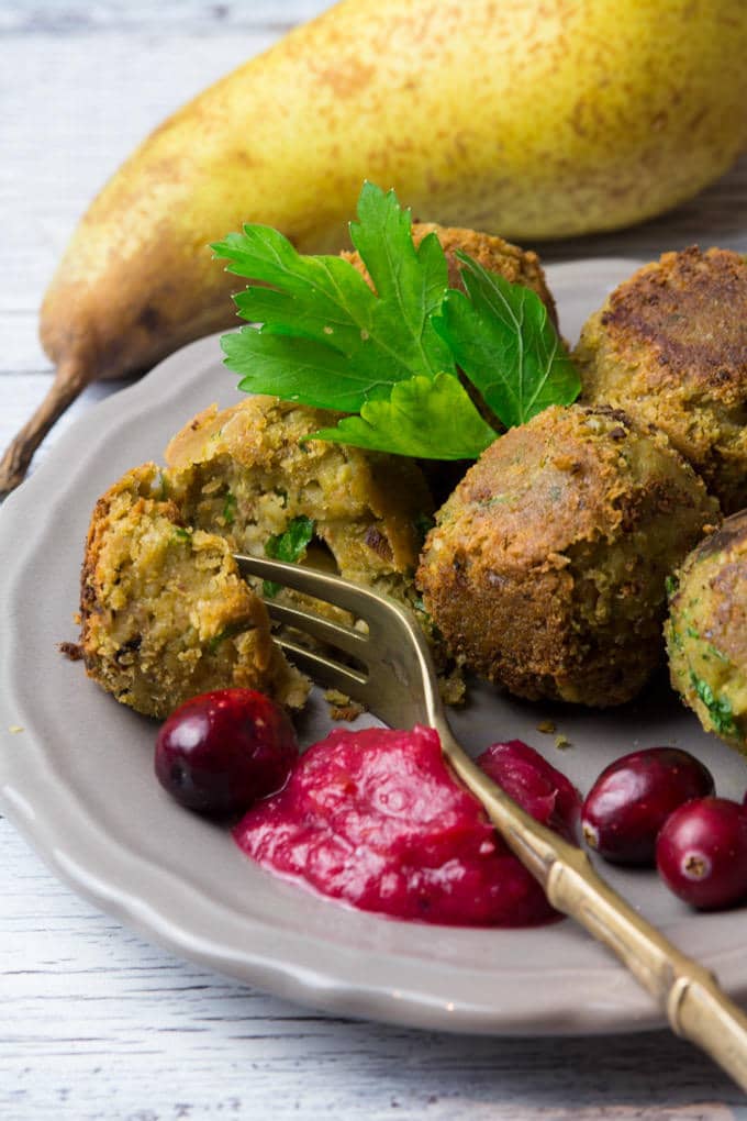 Festive Vegan Falafel with Cranberry Pear Dip - Vegan Heaven