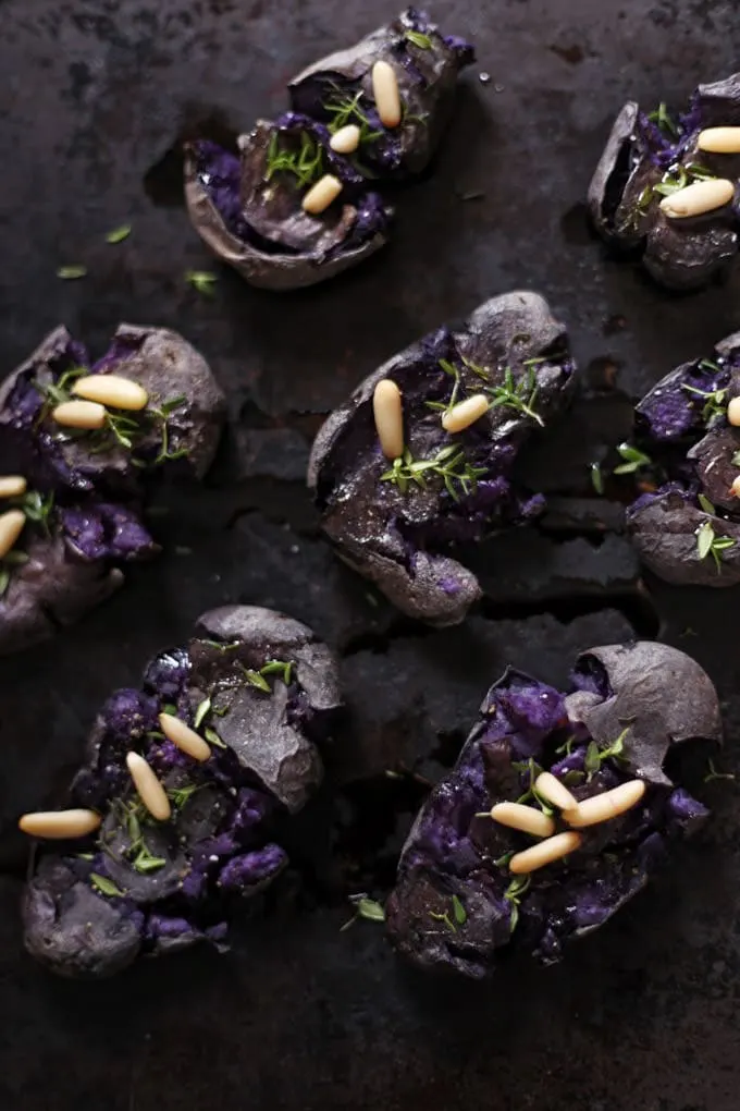 Smashed Purple Potatoes - Green Evi