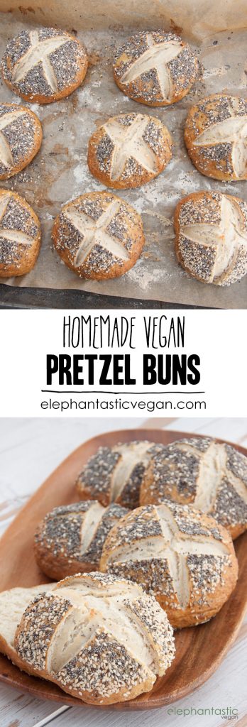 Homemade Pretzel Buns | ElephantasticVegan.com