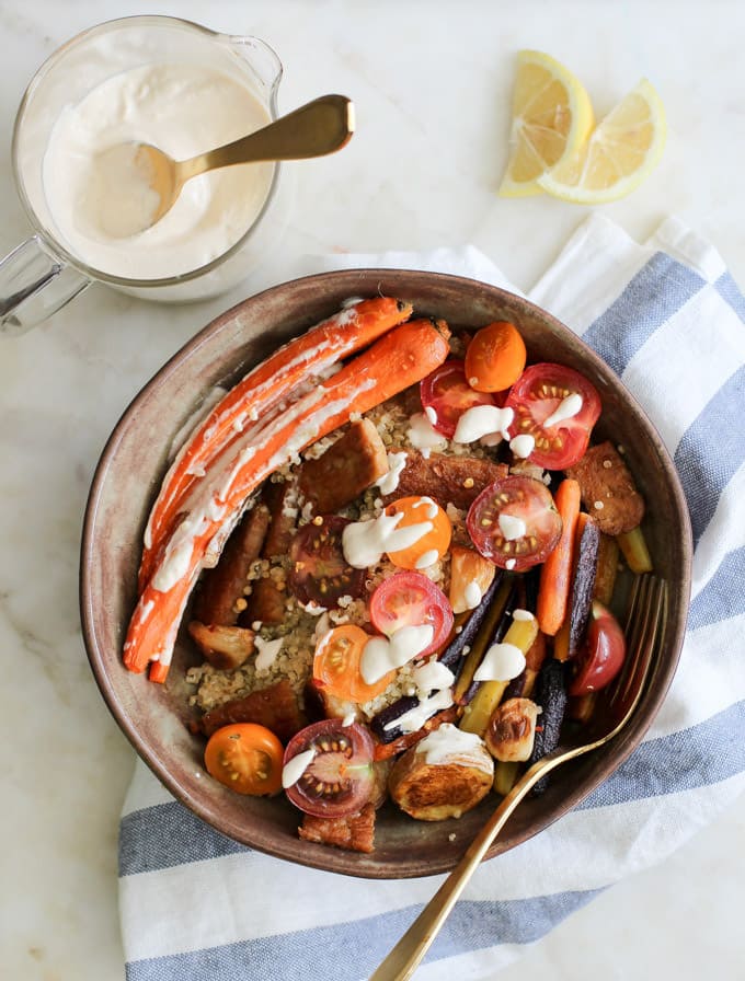 Roasted Carrots, Quinoa & Tempeh Bowl - Apollo & Luna