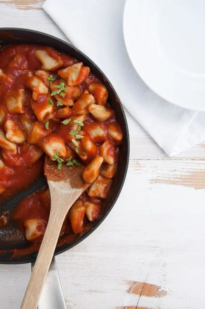 Vegan Gnocchi made from scratch in the pan