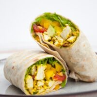 Mediterranean Tofu Scramble Breakfast Burrito | ElephantasticVegan.com