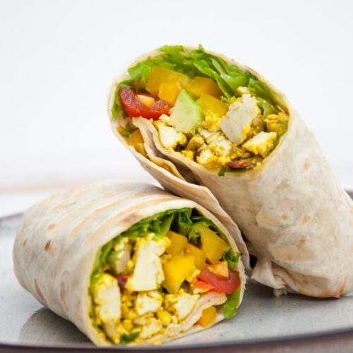 Mediterranean Tofu Scramble Breakfast Burrito Recipe Elephantastic Vegan