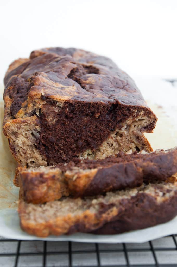 Marbled Banana Bread cut