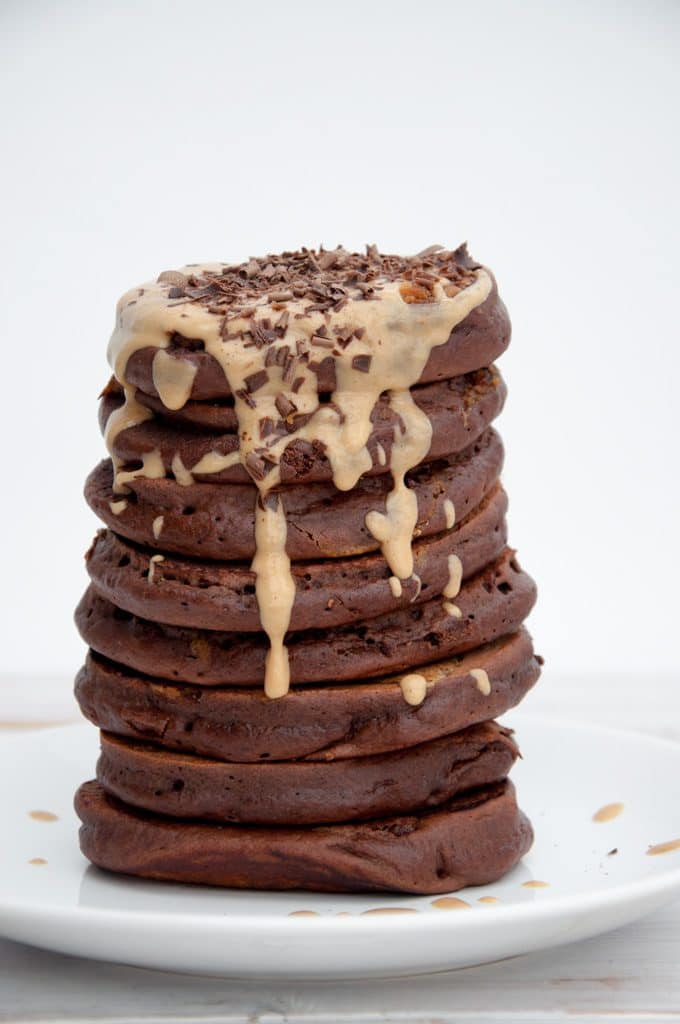 Chocolate Peanut Butter Pancakes Big Stack of Chocolate Peanut Butter Pancakes