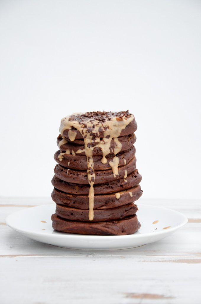 Chocolate Peanut Butter Pancakes Big Stack of Chocolate Peanut Butter Pancakes