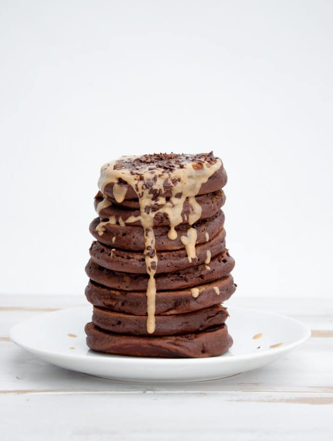 Big Stack of Chocolate Peanut Butter Pancakes