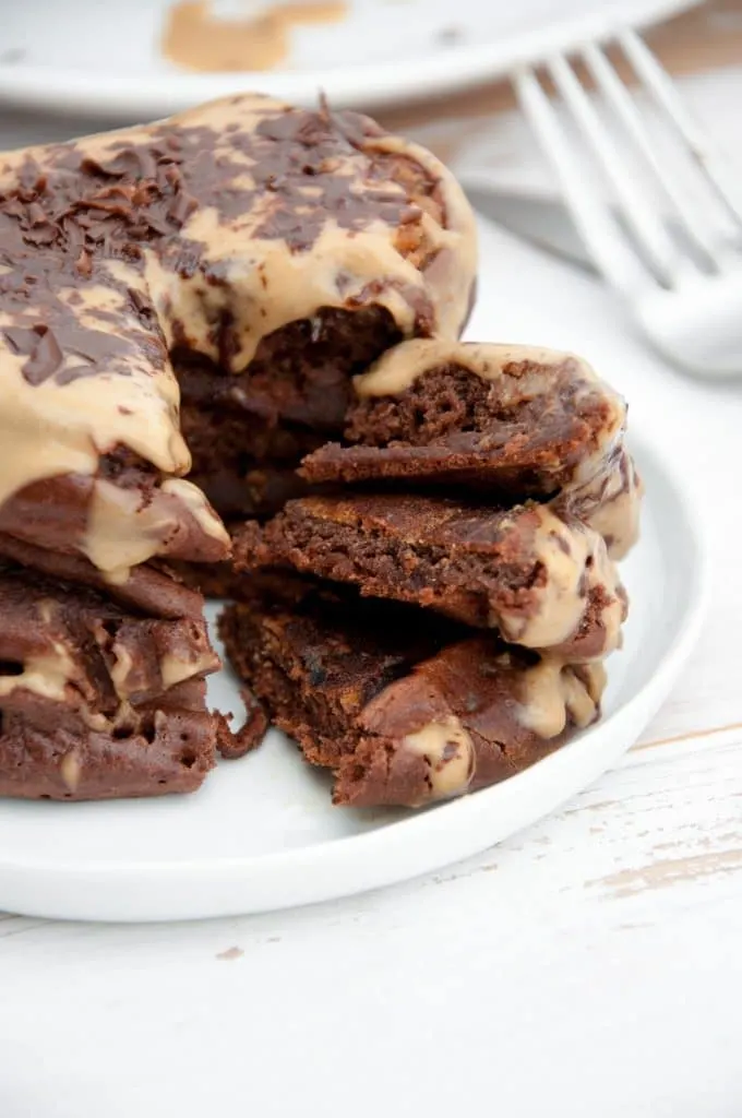 Chocolate Peanut Butter Pancakes from the inside