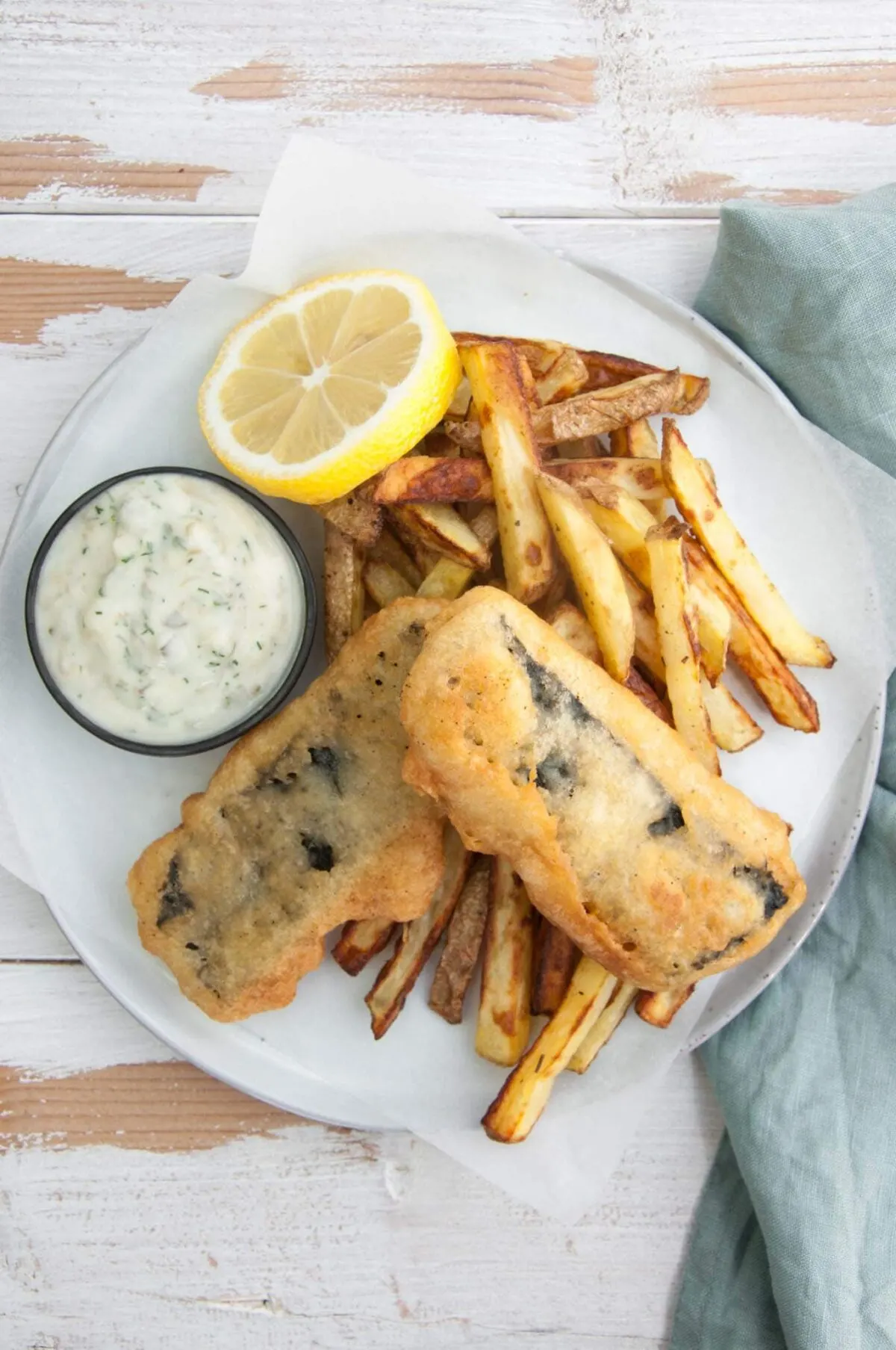 Tofish and Chips served with Tartar Sauce
