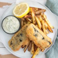 Tofish and Chips served with Tartar Sauce