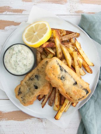 Tofish and Chips served with Tartar Sauce