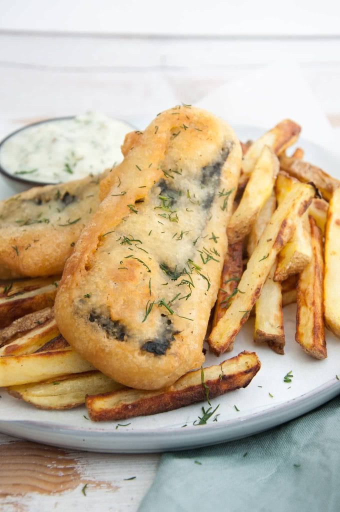 Tofish and Chips served with Tartar Sauce