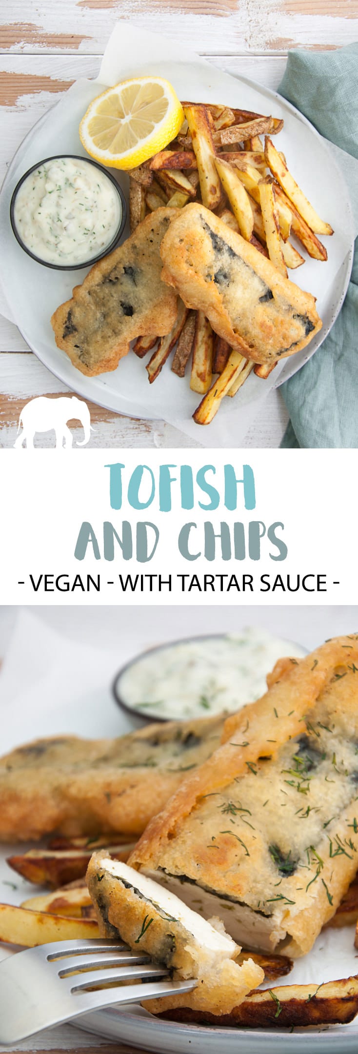 Vegan Tofish and Chips served with homemade Tartar Sauce #vegan #fish #tofish #tofu #plantbased