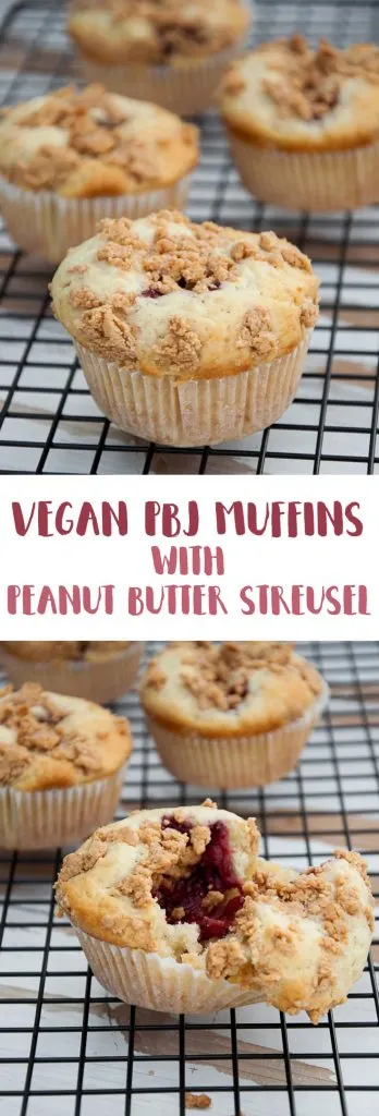 Vegan PBJ Muffins with Peanut Butter Streusel | ElephantasticVegan.com