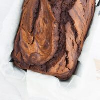 Vegan Chocolate Peanut Butter Banana Bread from the top
