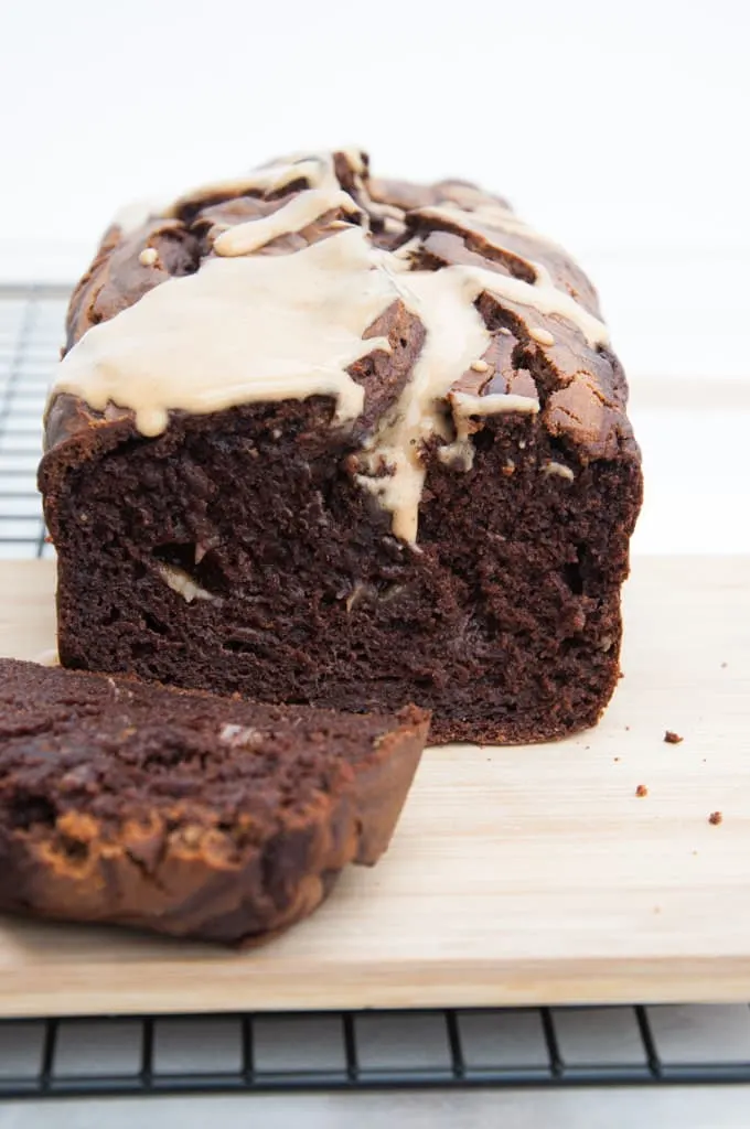 Vegan Chocolate Peanut Butter Banana Bread inside