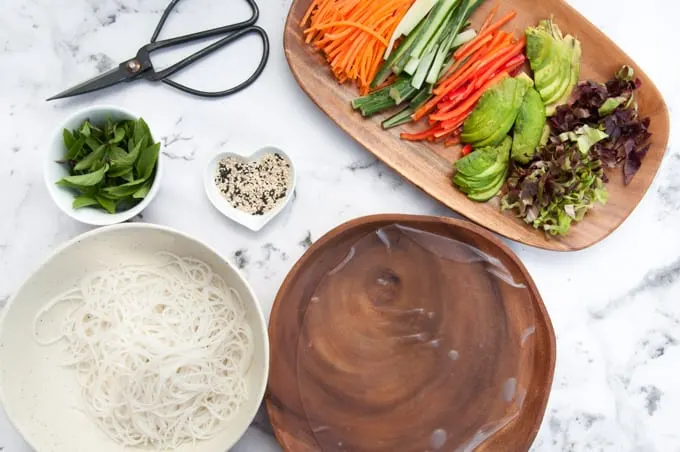 Ingredients for Veggie Summer Rolls