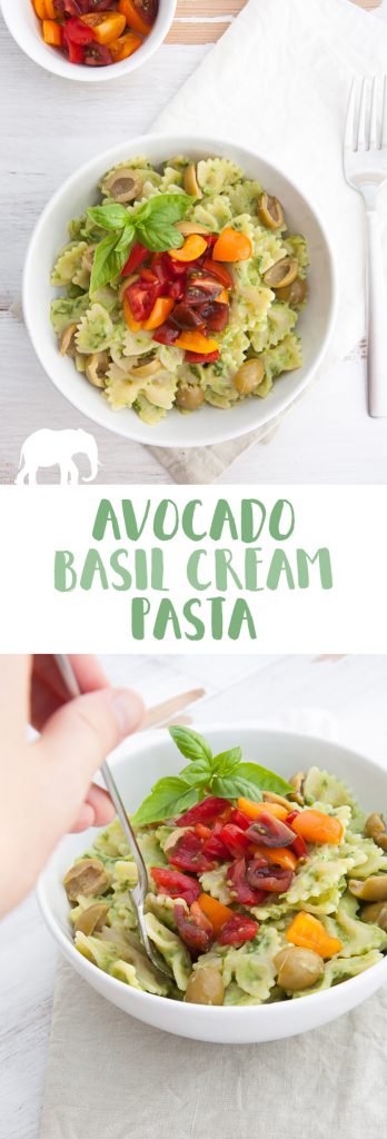 Avocado Basil Cream Pasta | ElephantasticVegan.com