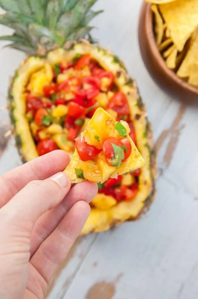 Easy Pineapple Salsa with tortilla chips